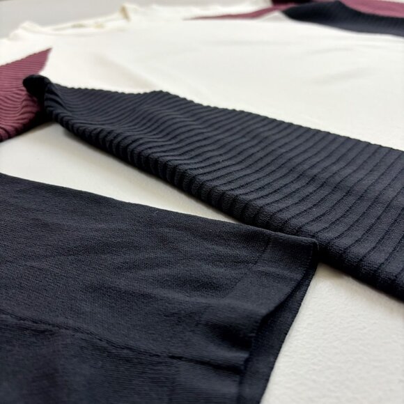 THEORY 38 Technical Street Wear Sweater Large Colorblock Ribbed Sleeve White - Picture 3 of 8